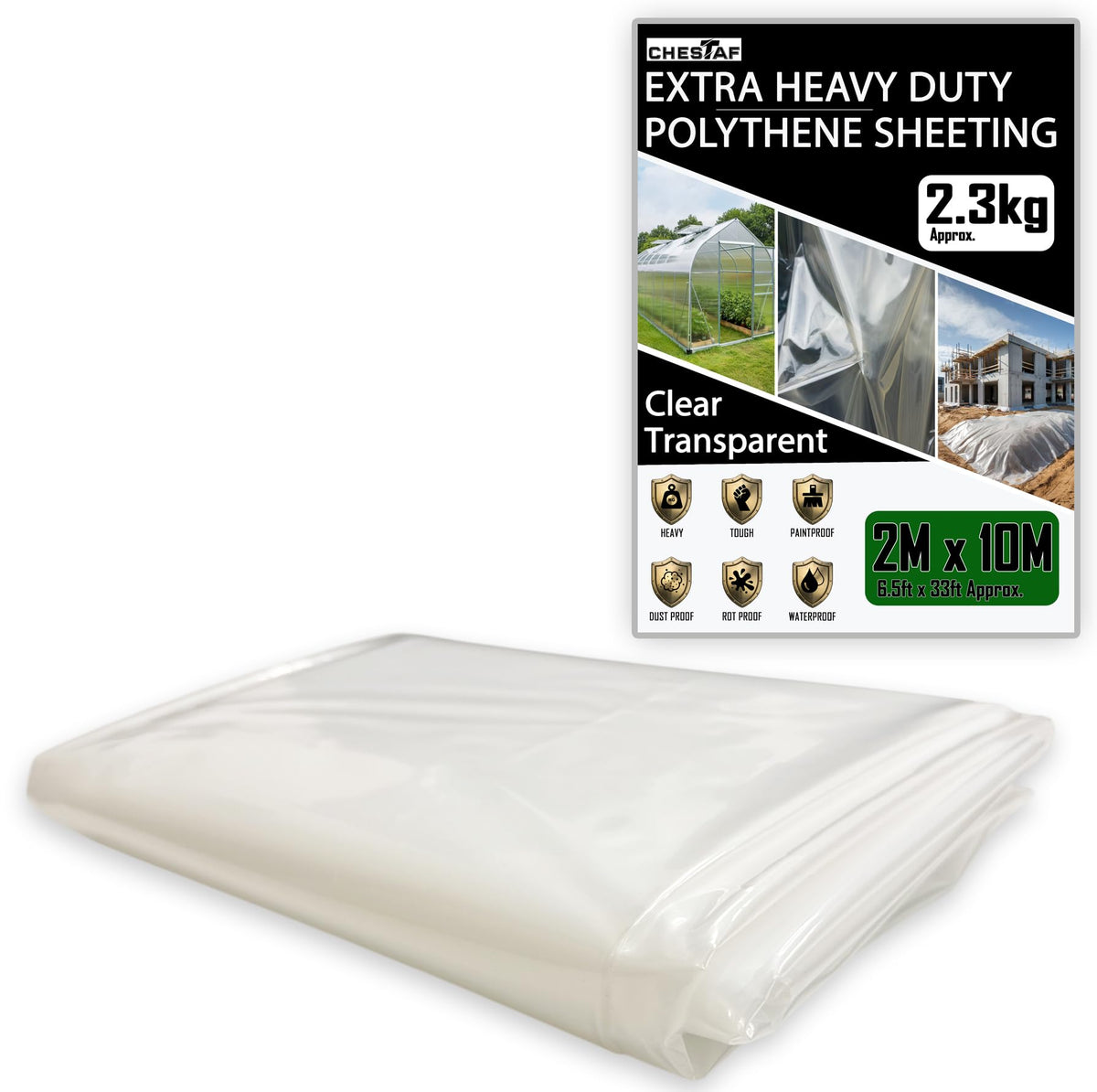 Extra Thick Clear Plastic Sheeting – 2m x 10m