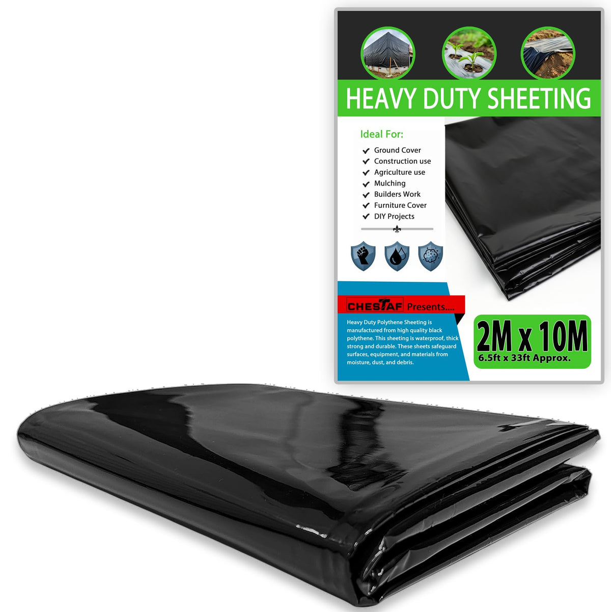 Black Plastic Sheeting – 2m x 10m
