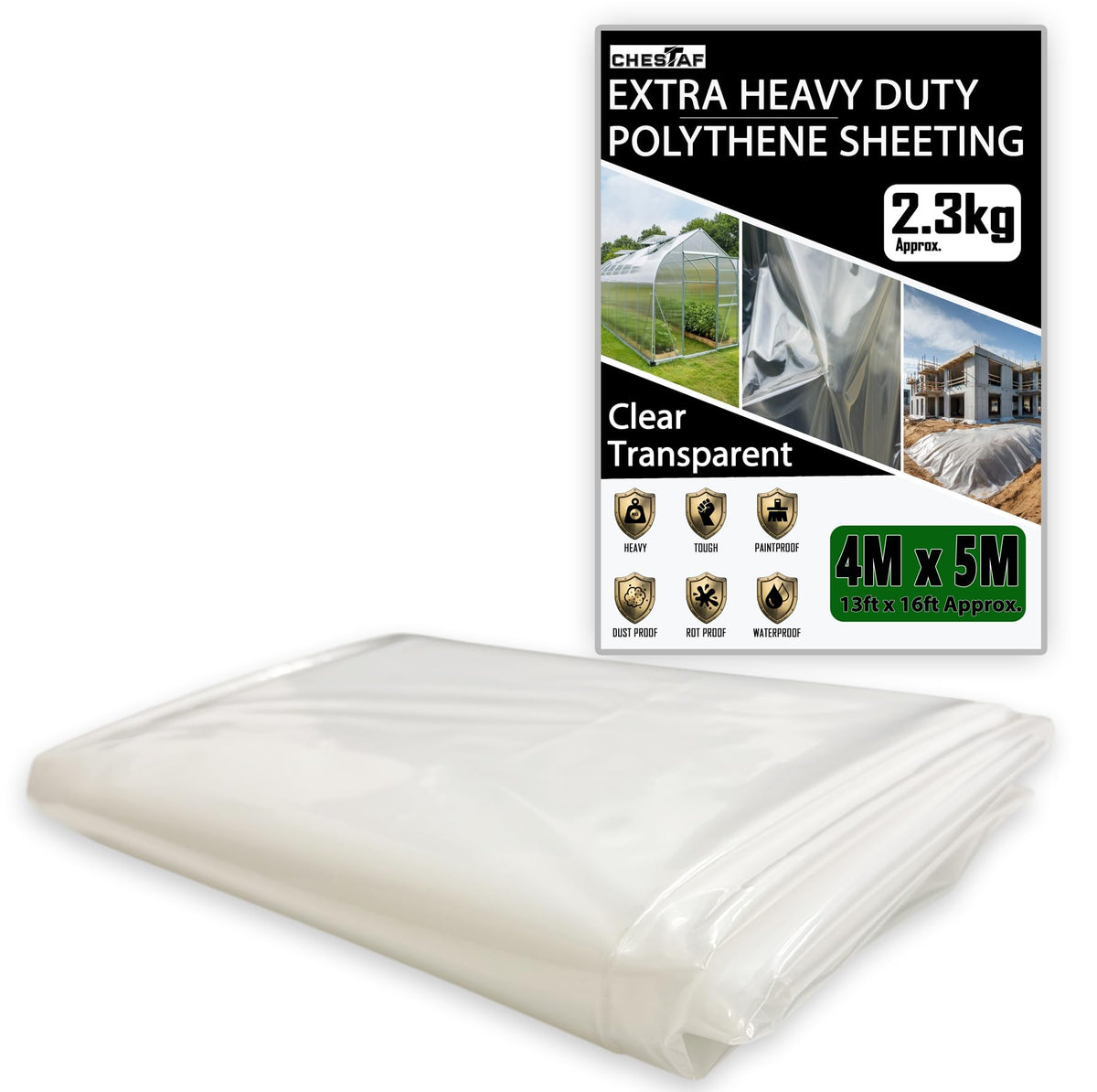 Extra Thick Clear Plastic Sheeting – 4m x 5m