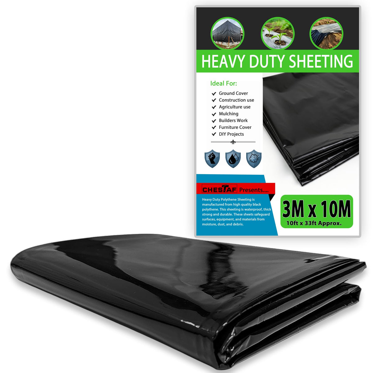 Black Plastic Sheeting – 3m x 10m