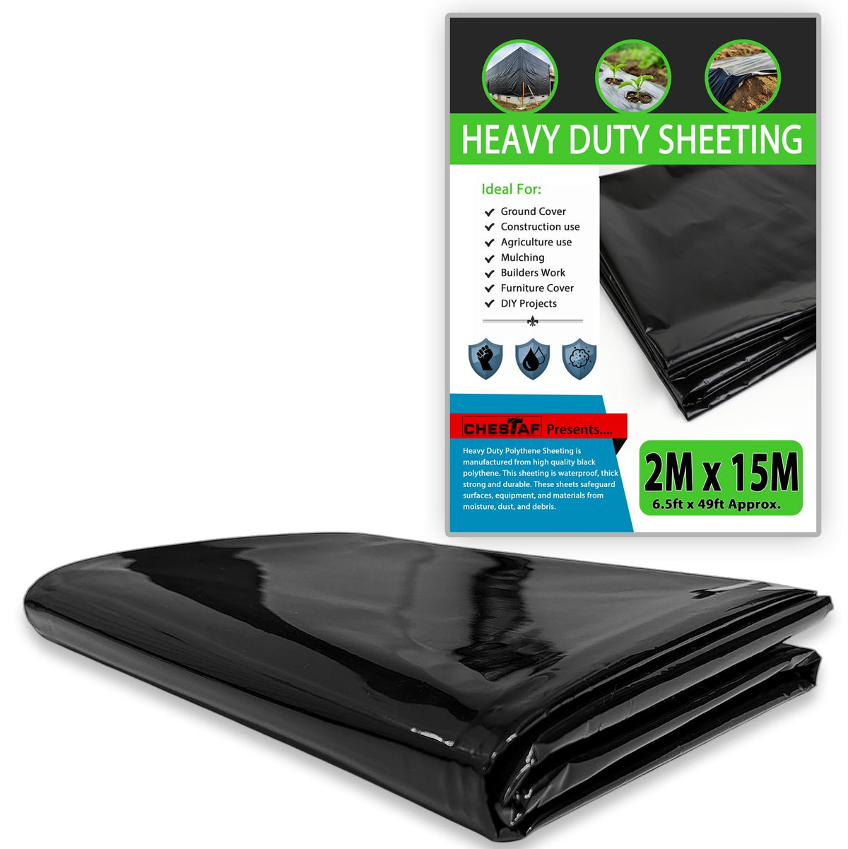 Black Plastic Sheeting – 2m x 15m