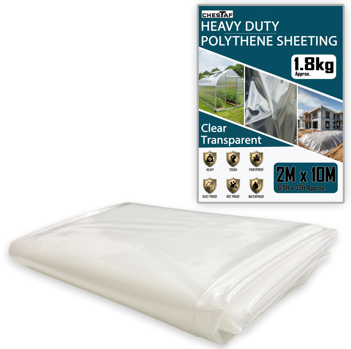 Clear Plastic Sheeting – 2m x 10m