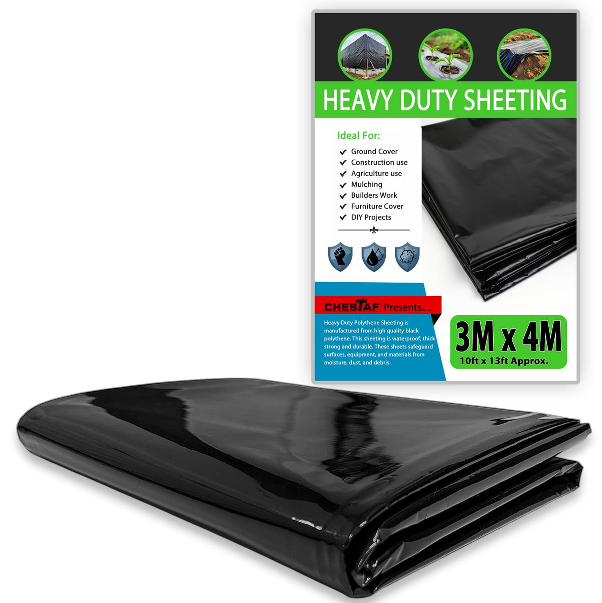 Black Plastic Sheeting – 3m x 4m