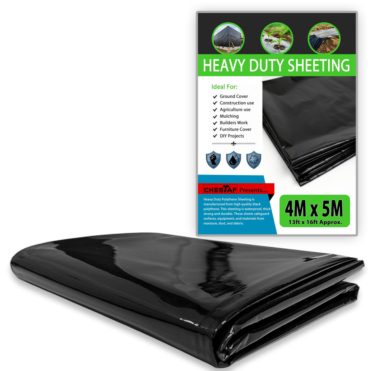 Black Plastic Sheeting – 4m x 5m