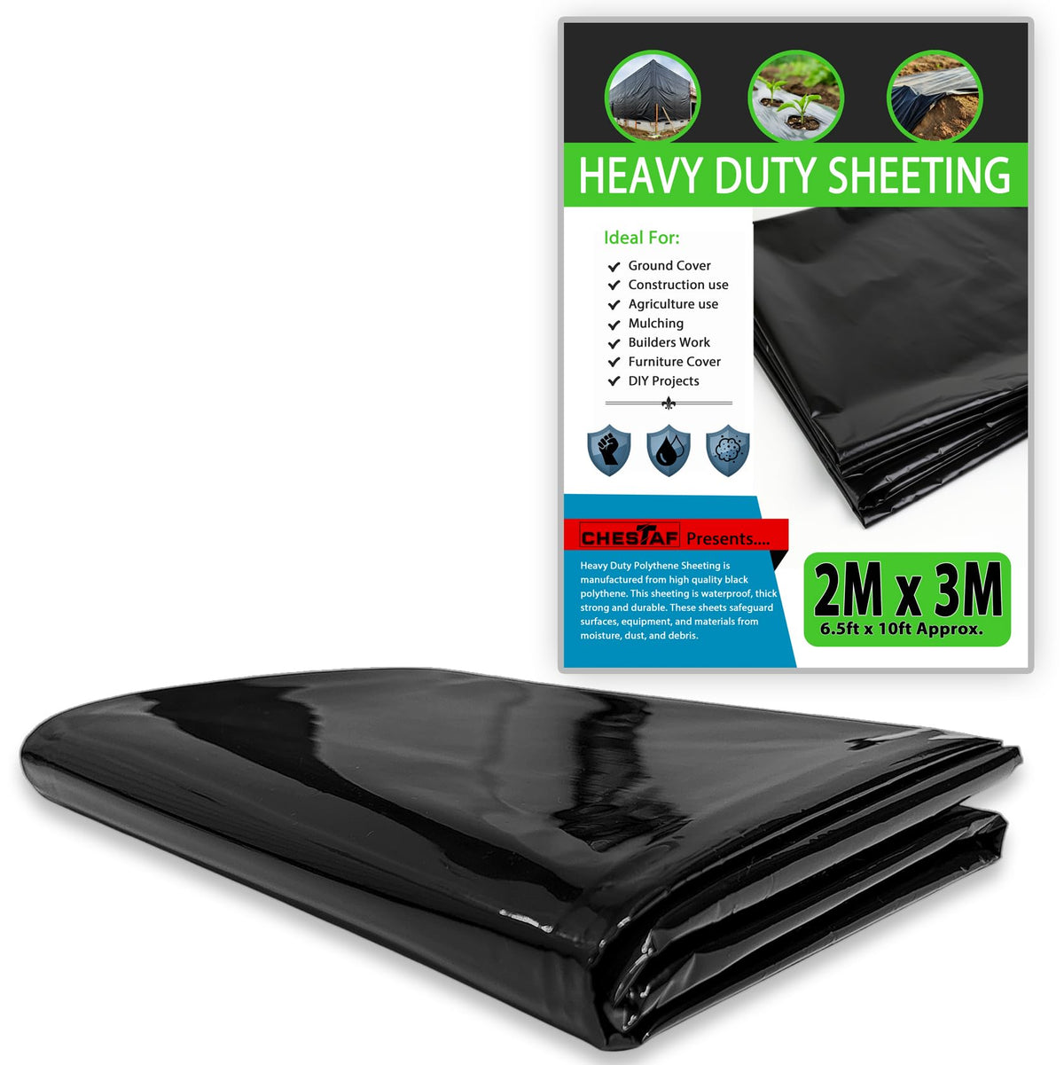 Black Plastic Sheeting – 2m x 3m