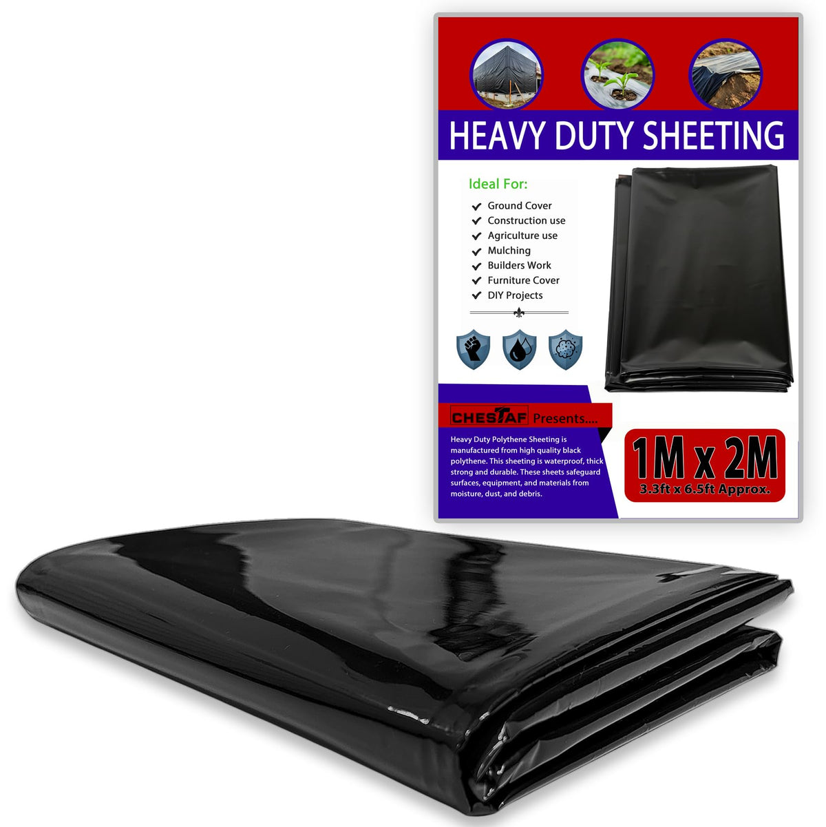 Black Plastic Sheeting – 1m x 2m