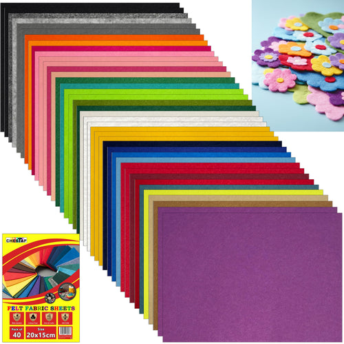 Felt Fabric Sheets – 40 Sheets – 20 x 15 cm